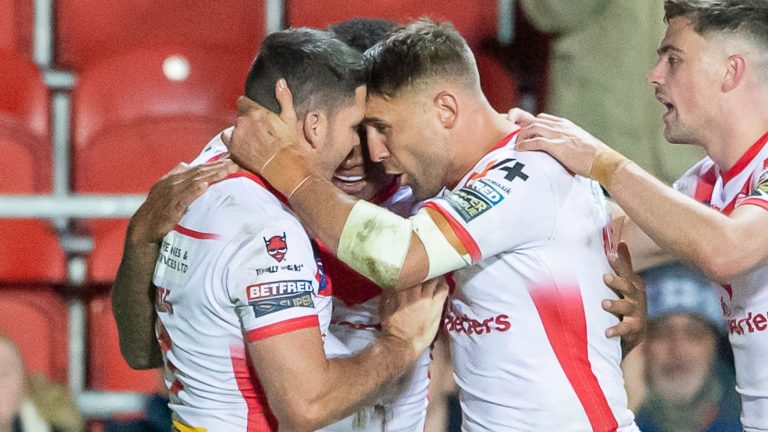 St Helens defeated Leeds Rhinos 36-8 in the Super League, and will face Catalans Dragons in the Grand Final